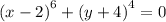 \left(x-2\right)^6+\left(y+4\right)^4=0