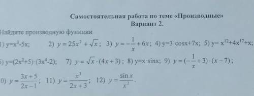 Самостоятельная работа по теме «ПроизВариант 2.Найдите производную функции​