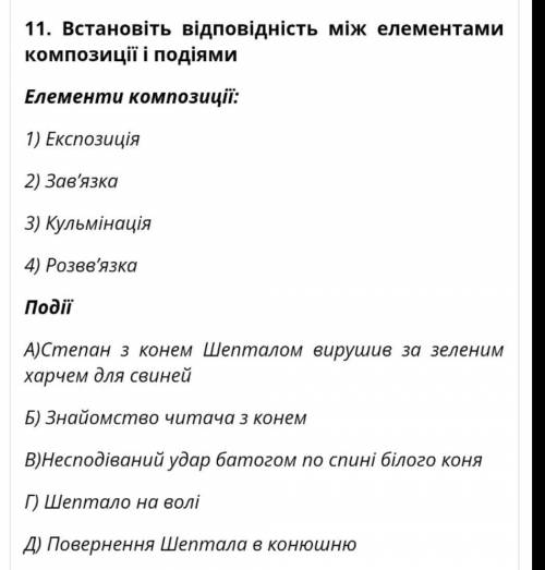 Білий кінь шептало. Встановити відповідність ​