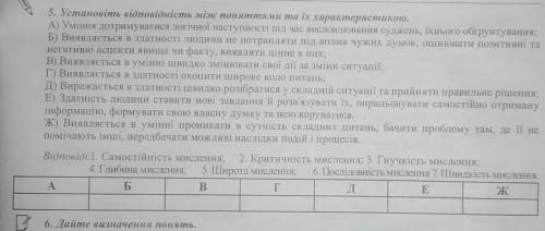 Установіть відповідність між поняттями та їх характеристикою​