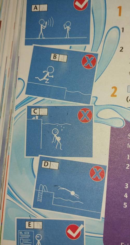 SE Read the text. Match the instructions (1-5) to the pictur (4-E)Safe SplashingSwimming is a great