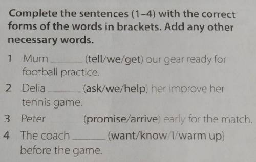 Complete the sentences (1-4) with the correct forms of the words in brackets. Add any othernecessary