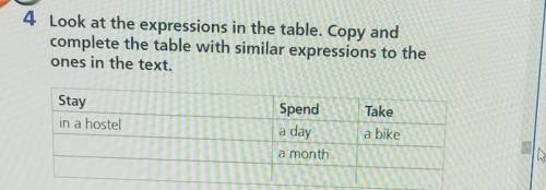 Explore collocations4 Look at the expressions in the table. Copy andcomplete the table with similar 