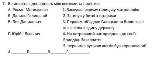 Встановіть відповідність між князями та подіями: