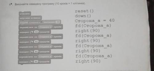 Виконайте наведену програму (10 кроків = 1 клітинка).​