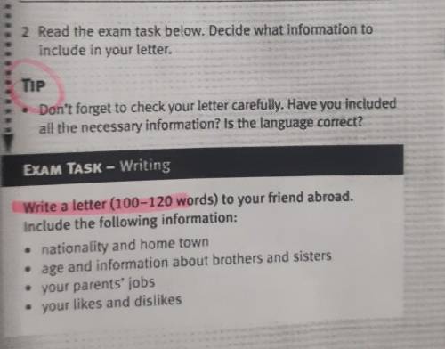 ) Прочтите экзаменационное задание ниже. решите, какую информацию включить в ваше письмо. совет не з