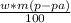 \frac{w*m(p-pa)}{100}