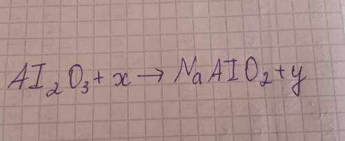 Уравнение по химии AI2O3 + x = NaAIO2 + y