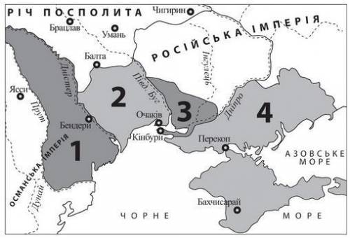 Якими цифрами на карті показано території ,що увійшли до складу Російської імперії в результаті рос.