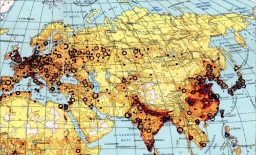 ЗАДАНИЕ: по карте атласа выясни: Как размещено население по территории Евразии? Какие районы И почем