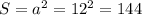 S = a^2=12^2=144