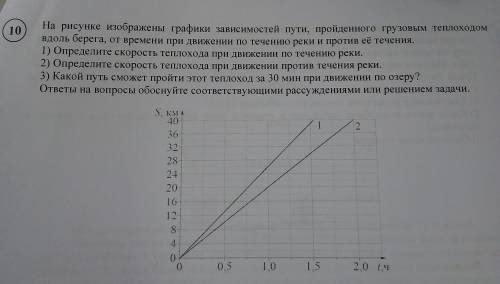 на рисунке изображены графики зависимостей путей, пройденного грузовым теплоход ом вдоль берега, от 