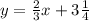 y = \frac{2}{3} x + 3 \frac{1}{4}