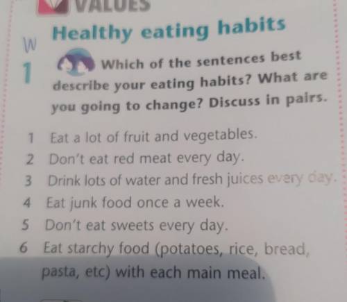 Which of the sentences best describe your eating habits? What are you going to change? Discuss in pa