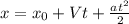 x=x_0+Vt+\frac{at^2}{2}