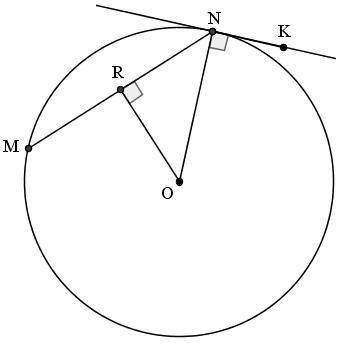 Вычисли угол RNK и радиус окружности, если MN= 120, а ∢RNO=45°. RNK=°ON=√602√6060√26060√3120