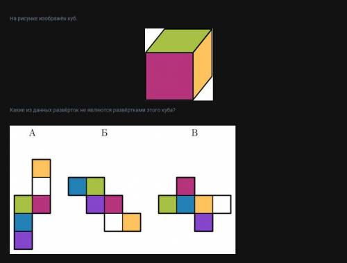 На рисунке изображён куб. Какие из данных развёрток не являются развёртками этого куба?