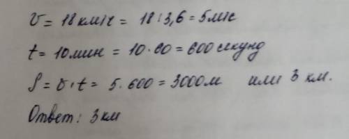 Муха летит со скоростью 18км/ч. Какой путь она пролетит за 10мин.