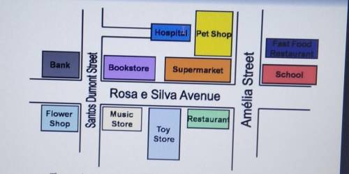 1. The music store is Santos Dumont street and Rosa e Silva 2. The hospital is the pet shop,3. The t