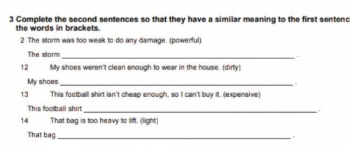 Complete the second sentences so that they have a similar meaning to the first sentences. Use the wo