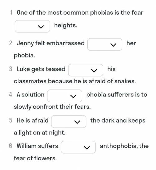 1.from/of2.about/with3.by/from4.for/about 5.with/of 6.with/from​