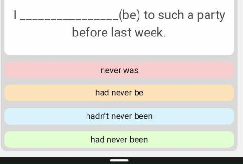 I  (be) to such a party before last week.​