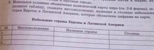 2. Распознайте символы политической карты мира в учебнике, и в виде таблицы покажите названия и мног