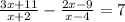 \frac{3x+11}{x+2} -\frac{2x-9}{x-4} =7