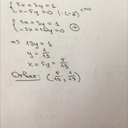 2x + Зу = 1х - 5y = 0 решить ​
