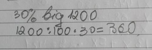 Слесарь и его ученик изготовили 1200 деталей.Ученик сделал 30% вмех деталей.Сеолько деталей сделал у