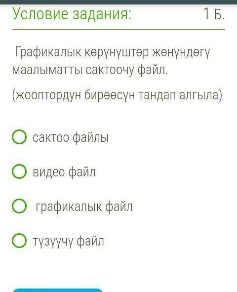 Файл, в котором хранится информация о графике. а)файл для храненияб)файл для видеов)графический файл