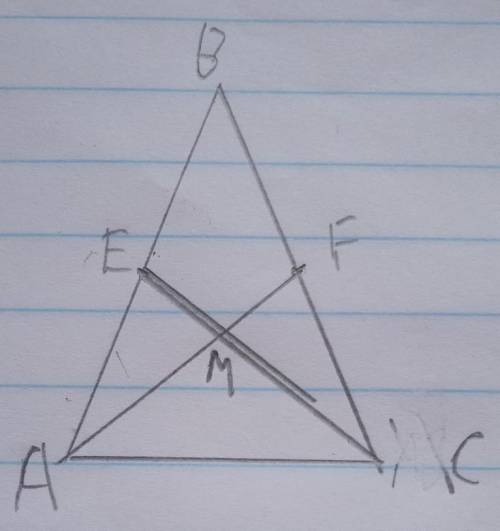 АВС равнобедренный AF CE меДианыдокажите что АМС равнобедренный​