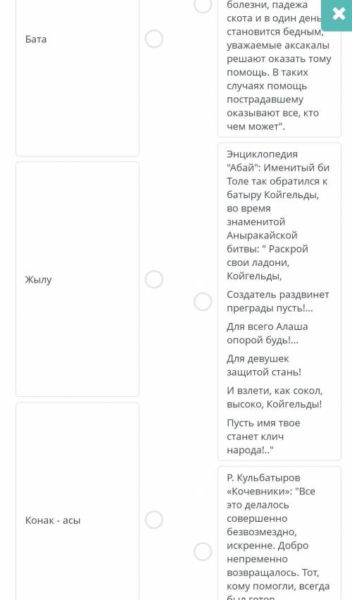 ВЫПОЛНЕНИЕ: 16:22ТЕКСТ ЗАДАНИЯОпределите соответствие между обычаем и его характеристикой и ценность