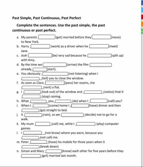 Past tenses (Past Simple, Past continuous, Past Perfect)