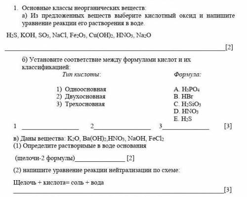 .СОР.1. Основные классы неорганических веществ: ​