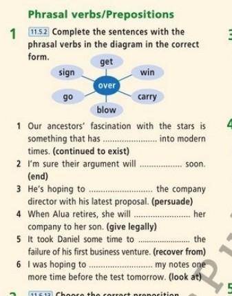 Complete the sentences with the phrasal verbs in the diagram in the correct form. ​