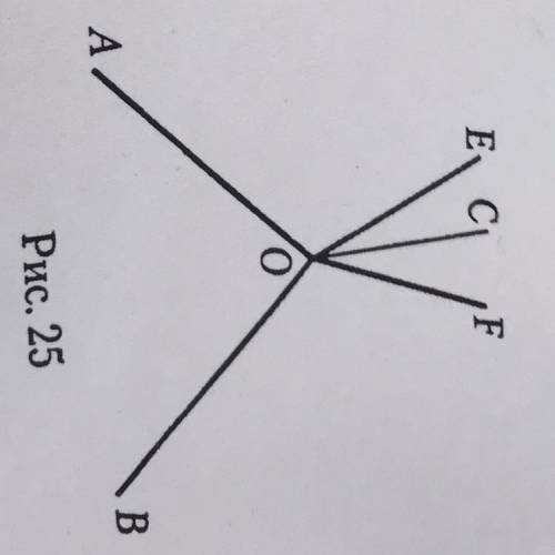 На рисунке 25 Z AOC = Z BOC и ZAOE = ZBOF. Является ли луч ОС биссектрисой угла EOF? (файл приклепле