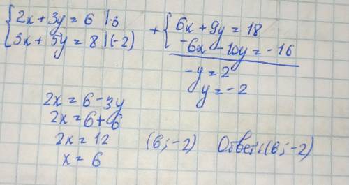 {2x+3y=6 {3x+5y=8 Математика