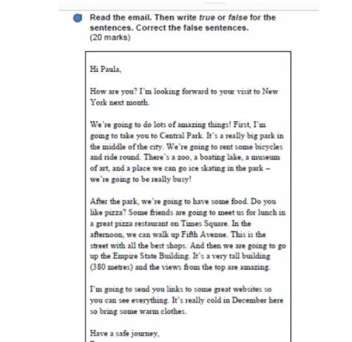 1. Paula is going to visit Ben 2. Ben and Paula are going to go round Central Park by taxi 3. There 