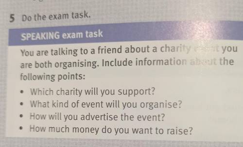 5 Do the exam task. SPEAKING exam taskYou are talking to a friend about a charity event youare both 