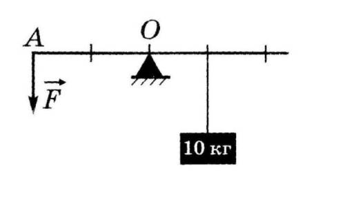Рассмотрите рисунок. Найдите величину силы, действующую слева от оси вращения рычага. (Масштаб одног