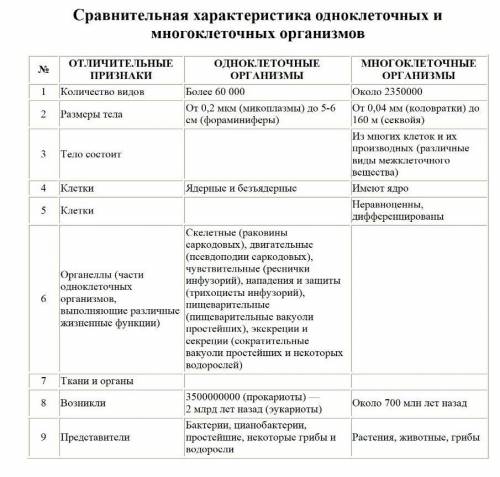Системы органов животного организма таблица Shtampik.com