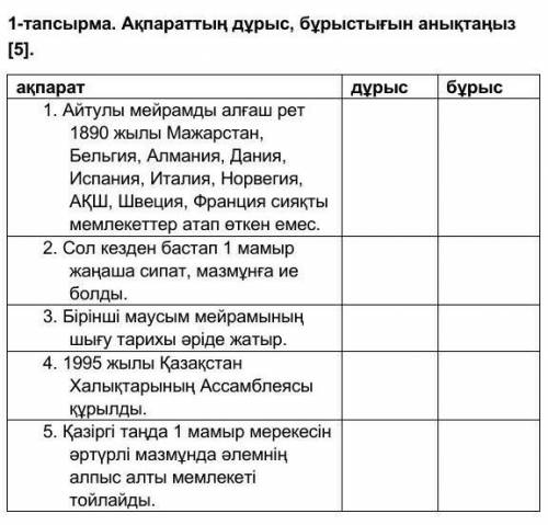 с казахским текст: Мәтінді мұқият оқып, төмендегі тапсырмаларды орындаңыз.  Бірінші мамыр мейрамының