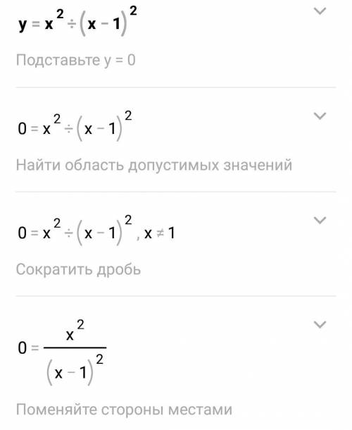 Y=x^2/(x-1)^2 решить функцию и нарисовать график