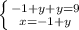 \left \{ {{-1+y + y = 9} \atop {x=-1+y}} \right.