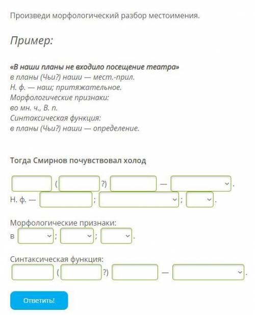 Произведи морфологический разбор местоимения. Пример: «В наши планы не входило посещение театра» в п