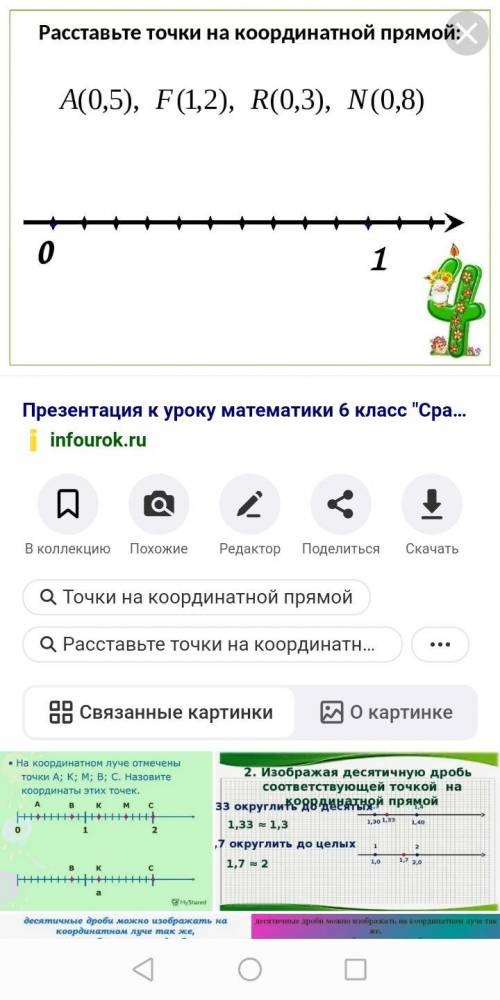 Раставтье точки на координатной прямой А (0,5),F(1,2),R(0,3)N(0,8)