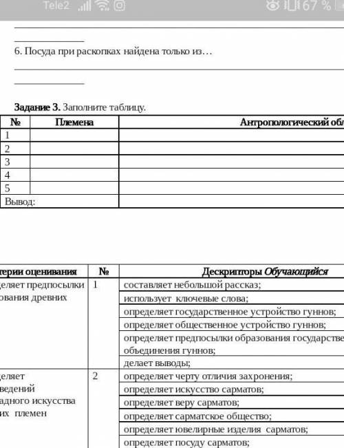 Племена Антропологический облик Задание 3. Заполните таблицу.NO Племена12345 Вывод:​