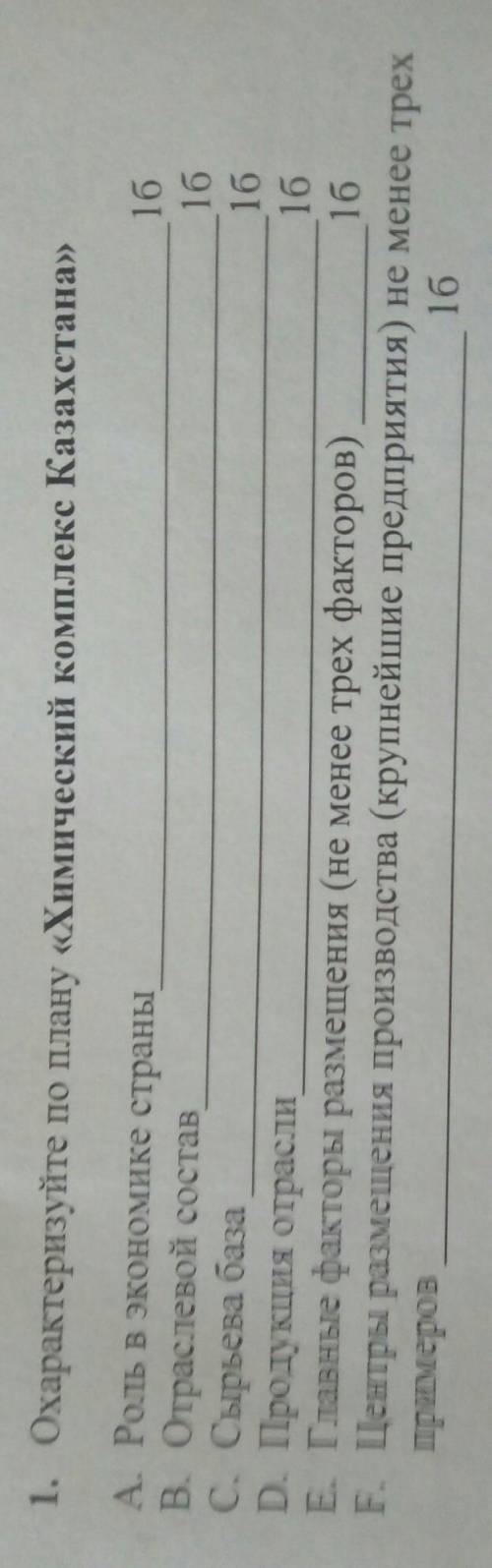 Охарактеризуйте по плану «Химический комплекс Казахстана»​