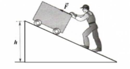 Человек массой 50 кг толкнул тележку силой 125 Н на высоту 80 см. Длина наклонной плоскости 4 м. 1.